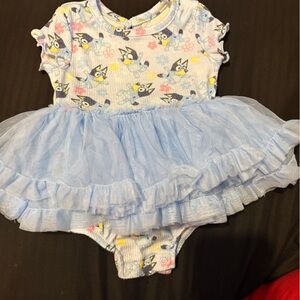 Blue Cartoon Print Kids Dress